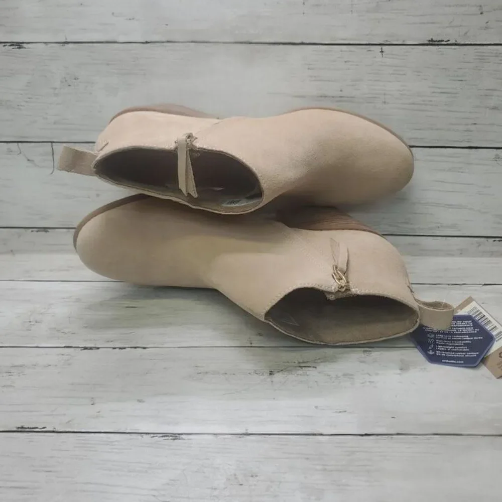 Tom's Lea Sand Suede Block Heel Ankle Boots Bootie US 10W NWT - Picture 6 of 14